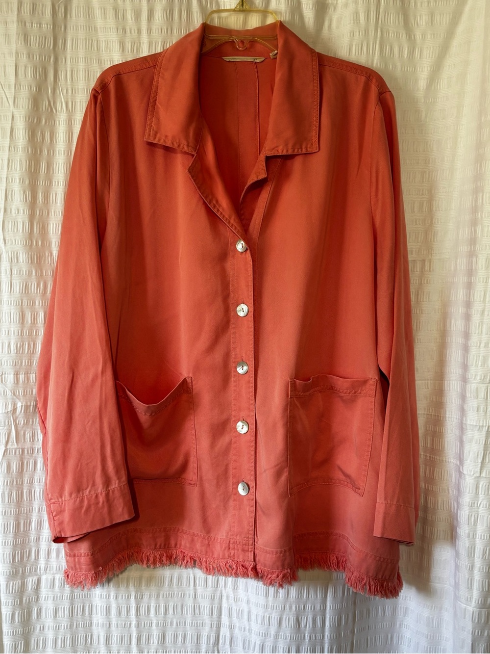 Soft Surroundings Ravina Coral Shirt Jacket Fringe Hem Sz 2XL